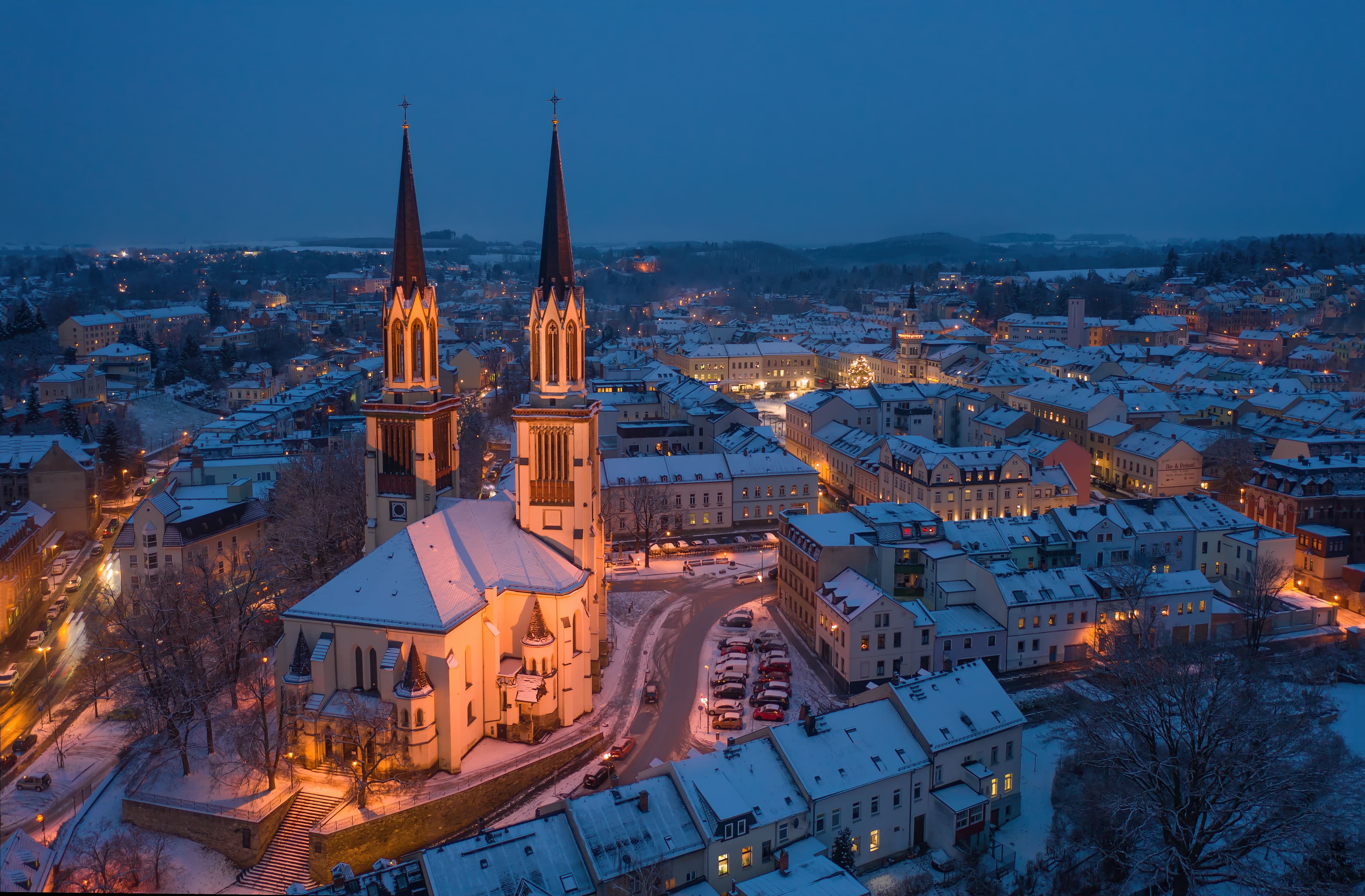 Blick über Oelsnitz und das Vogtland