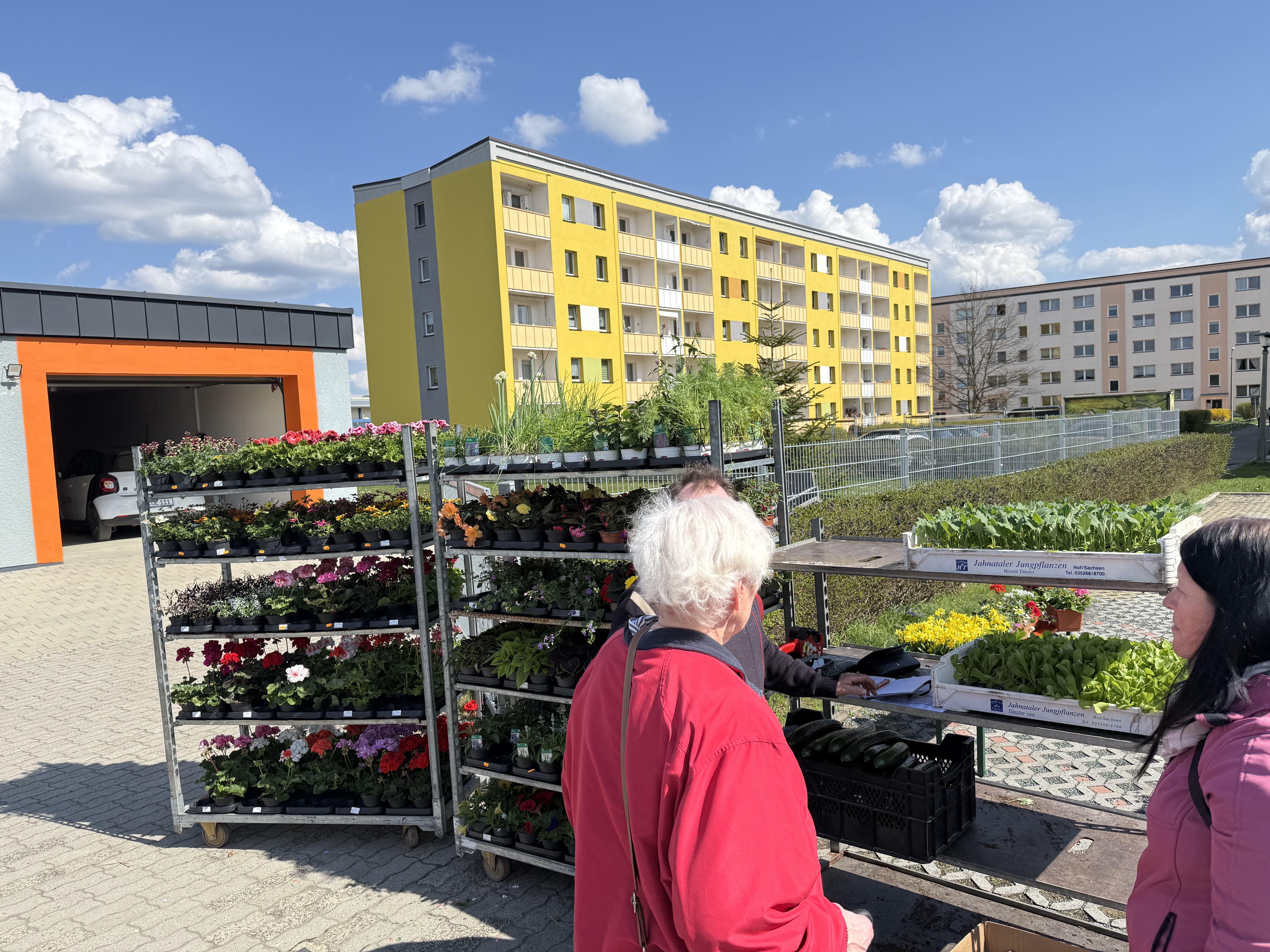 Besucher beim Blütenmarkt